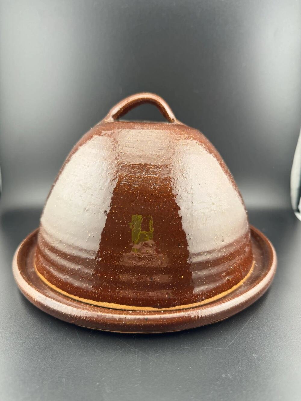 Glazed Studio Pottery Domed Butter or Cheeseball Dish